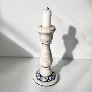 Dedham Pottery Potting Shed Bunny Candle Stick Holder USA Signed Vintage 6"